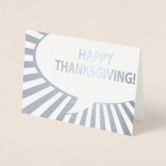 Happy Thanksgiving Comic Bubble Silver Foil Folie Kaarten (Voorkant)