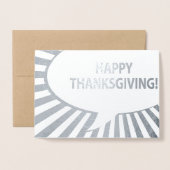 Happy Thanksgiving Comic Bubble Silver Foil Folie Kaarten (Voorkant met envelop)