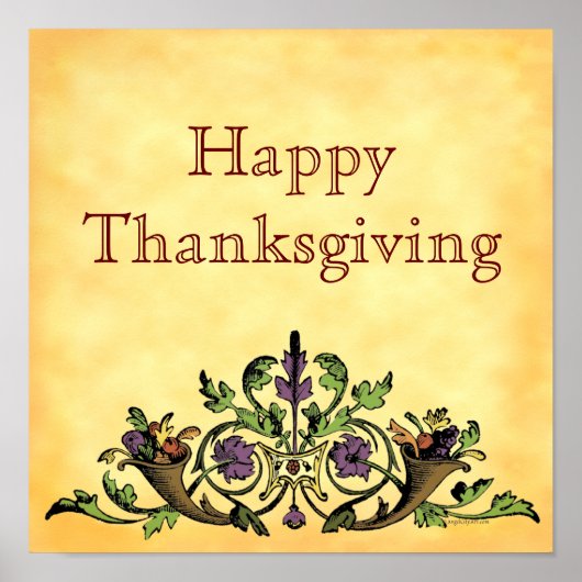 Happy Thanksgiving  Cornucopia Art Poster (Voorkant)
