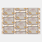 Happy Thanksgiving Cornucopia Basket Fall Leaves Inpakpapier Vel (Voorkant 3)