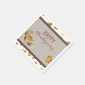 Happy Thanksgiving Cornucopia Basket Fall Leaves Servet (Hoek)