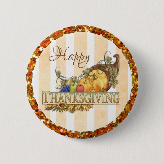 Happy Thanksgiving Cornucopia Button (Voorkant)