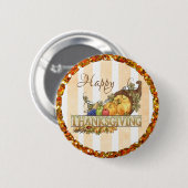 Happy Thanksgiving Cornucopia Button (Voorkant /achterkant)