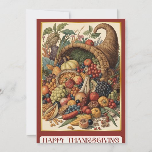 Happy Thanksgiving Cornucopia Greeting Card Feestdagenkaart (Voorkant)