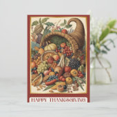 Happy Thanksgiving Cornucopia Greeting Card Feestdagenkaart (Staand voorkant)
