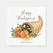 Happy Thanksgiving Cornucopia Herfst Harvest Custo Servetten (Voorkant)