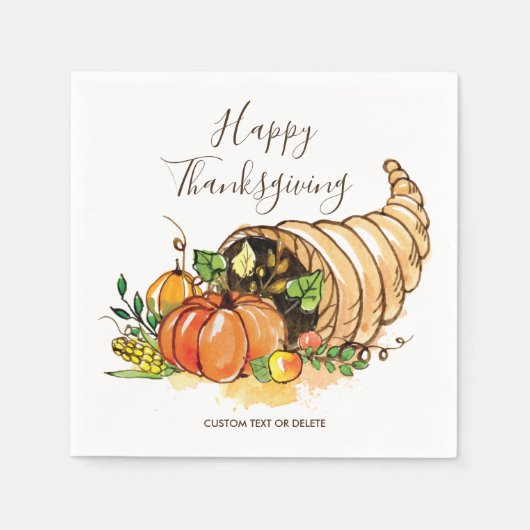Happy Thanksgiving Cornucopia Herfst Harvest Custo Servetten (Voorkant)