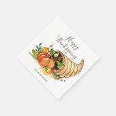 Happy Thanksgiving Cornucopia Herfst Harvest Custo Servetten (Hoek)
