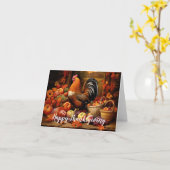 Happy Thanksgiving Cornucopia Herfst Oogst Chicken Kaart (Gele Bloem)