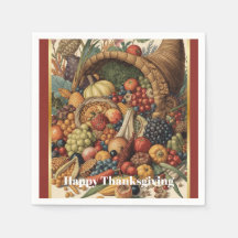 Happy Thanksgiving Cornucopia Napkins