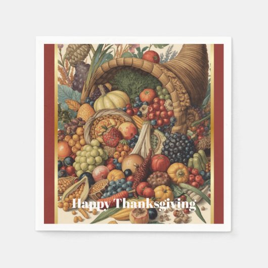 Happy Thanksgiving Cornucopia Napkins Servet (Voorkant)