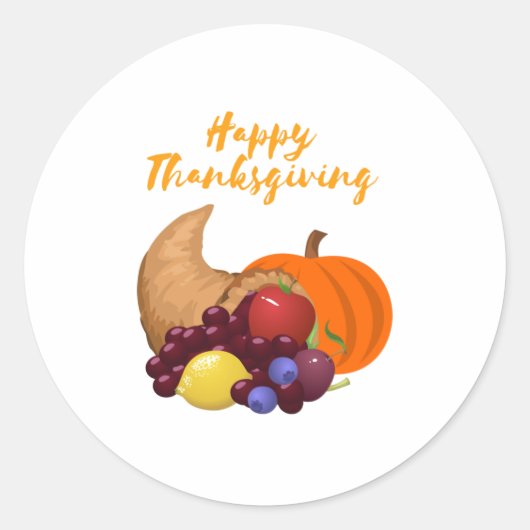 Happy Thanksgiving Cornucopia-ontwerp Ronde Sticker (Voorkant)
