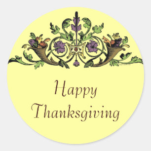 Happy Thanksgiving  Cornucopia Ronde Sticker