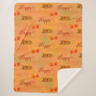 Happy Thanksgiving Cornucopia Sherpa Fleece Blanke Deken