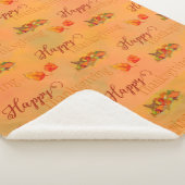 Happy Thanksgiving Cornucopia Sherpa Fleece Blanke Deken (3/4)