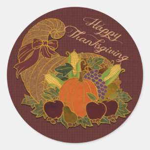 Happy Thanksgiving Cornucopia Stickers