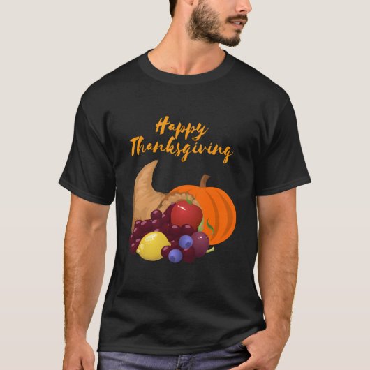 Happy Thanksgiving Cornucopia T-shirt (Voorkant)