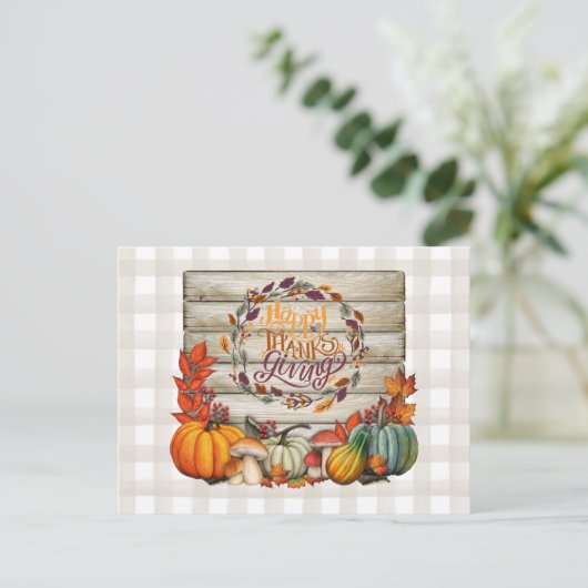 Happy Thanksgiving Country Harvest Rustic Feestdagenkaart (Staand voorkant)