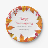 Happy Thanksgiving Country Rustic Autumn Foliage Papieren Bordje (Voorkant)