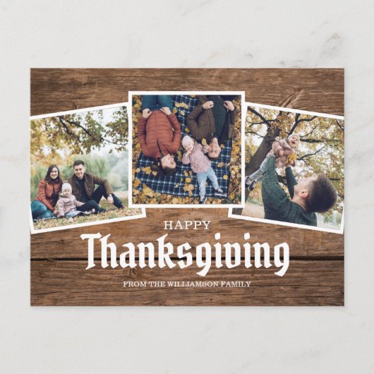 Happy Thanksgiving Country Rustic Family Foto Feestdagenkaart (Voorkant)
