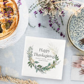 Happy Thanksgiving Country Rustic Foliage Wreate Servet