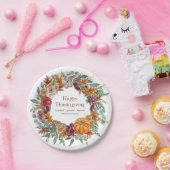 Happy Thanksgiving Country Rustic Pumpkin Wreath Papieren Bordje (Feest)