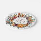 Happy Thanksgiving Country Rustic Pumpkin Wreath Papieren Bordje (Gekanteld)