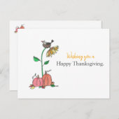 Happy Thanksgiving Crow Feestdagenkaart (Voorkant / Achterkant)