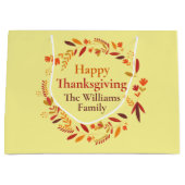 Happy Thanksgiving Custom Autumn Leaf Wreath Groot Cadeauzakje (Voorkant)