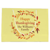 Happy Thanksgiving Custom Autumn Leaf Wreath Groot Cadeauzakje (Achterkant)