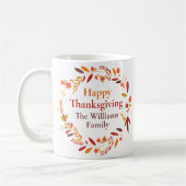 Happy Thanksgiving Custom Autumn Leaf Wreath Koffiemok (Links)