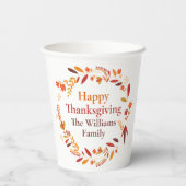 Happy Thanksgiving Custom Autumn Leaf Wreath Papieren Bekers (Achterkant)