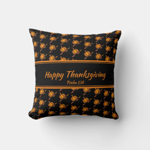 HAPPY THANKSGIVING Custom Black Oranje Pumpkin Kussen