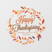 Happy Thanksgiving Custom Company Autumn Leaf Raamsticker (Vel)