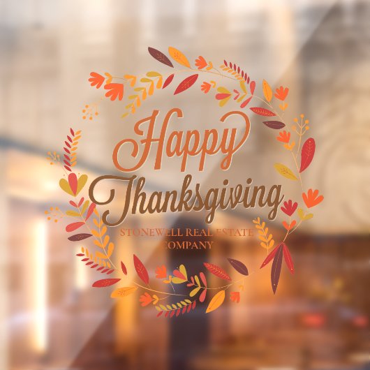 Happy Thanksgiving Custom Company Autumn Leaf Raamsticker (Vel 2)
