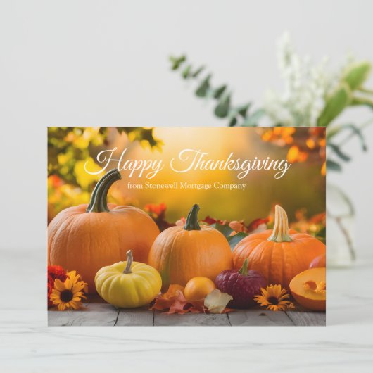 Happy Thanksgiving Custom Company Herfst Pompoenen Feestdagenkaart (Staand voorkant)