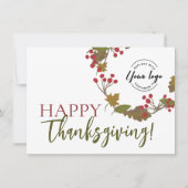 Happy Thanksgiving Custom logo Fall vertrekt Feestdagenkaart (Voorkant)