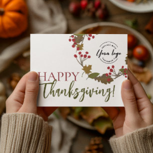 Happy Thanksgiving Custom logo Fall vertrekt Feestdagenkaart