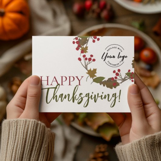 Happy Thanksgiving Custom logo Fall vertrekt Feestdagenkaart