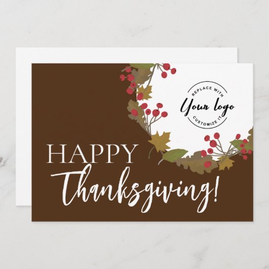 Happy Thanksgiving Custom logo Foliage Feestdagenkaart (Voorkant / Achterkant)