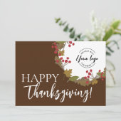 Happy Thanksgiving Custom logo Foliage Feestdagenkaart (Staand voorkant)