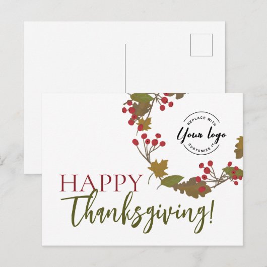 Happy Thanksgiving Custom logo Foliage Feestdagenkaart (Voorkant / Achterkant)