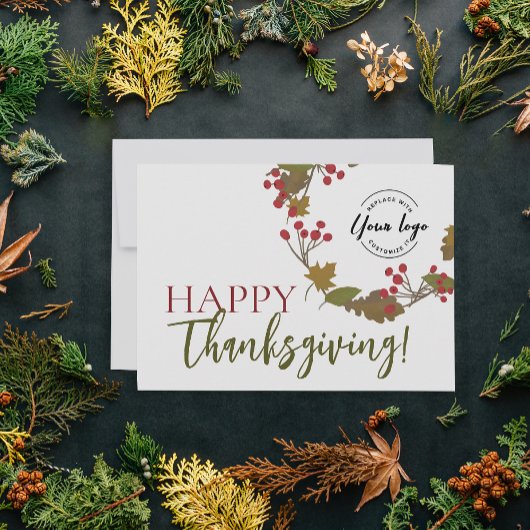 Happy Thanksgiving Custom logo Foliage Feestdagenkaart