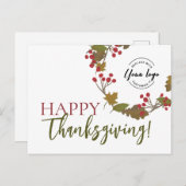 Happy Thanksgiving Custom logo Foliage Feestdagenkaart (Voorkant / Achterkant)