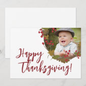 Happy Thanksgiving Custom Photo Family Greeting Feestdagenkaart (Voorkant / Achterkant)