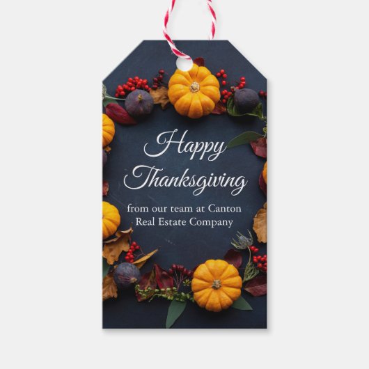 Happy Thanksgiving Custom Pumpkin Wreath Modern Cadeaulabel (Voorkant)