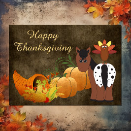 Happy Thanksgiving Cute Appaloosa Horse and Turkey Feestdagen Kaart