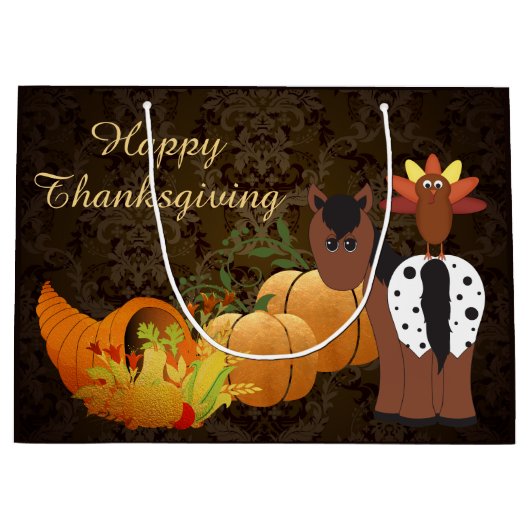 Happy Thanksgiving Cute Appaloosa Horse and Turkey Groot Cadeauzakje (Voorkant)