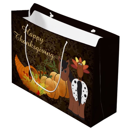Happy Thanksgiving Cute Appaloosa Horse and Turkey Groot Cadeauzakje (Voorkant Gekanteld)