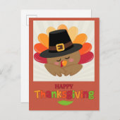 Happy Thanksgiving Cute Cartoon Turkey Briefkaart (Voorkant / Achterkant)
